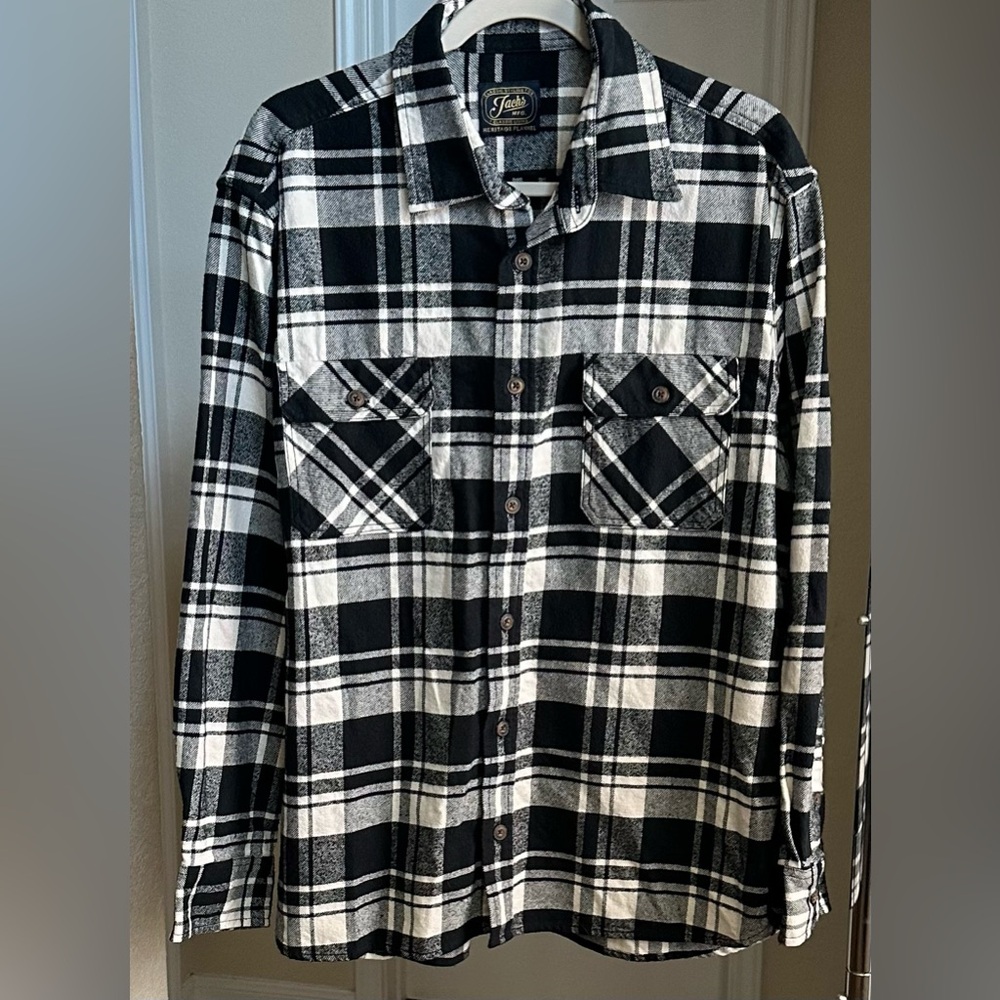 Jachs Black and White Men’s Flannel Shirt